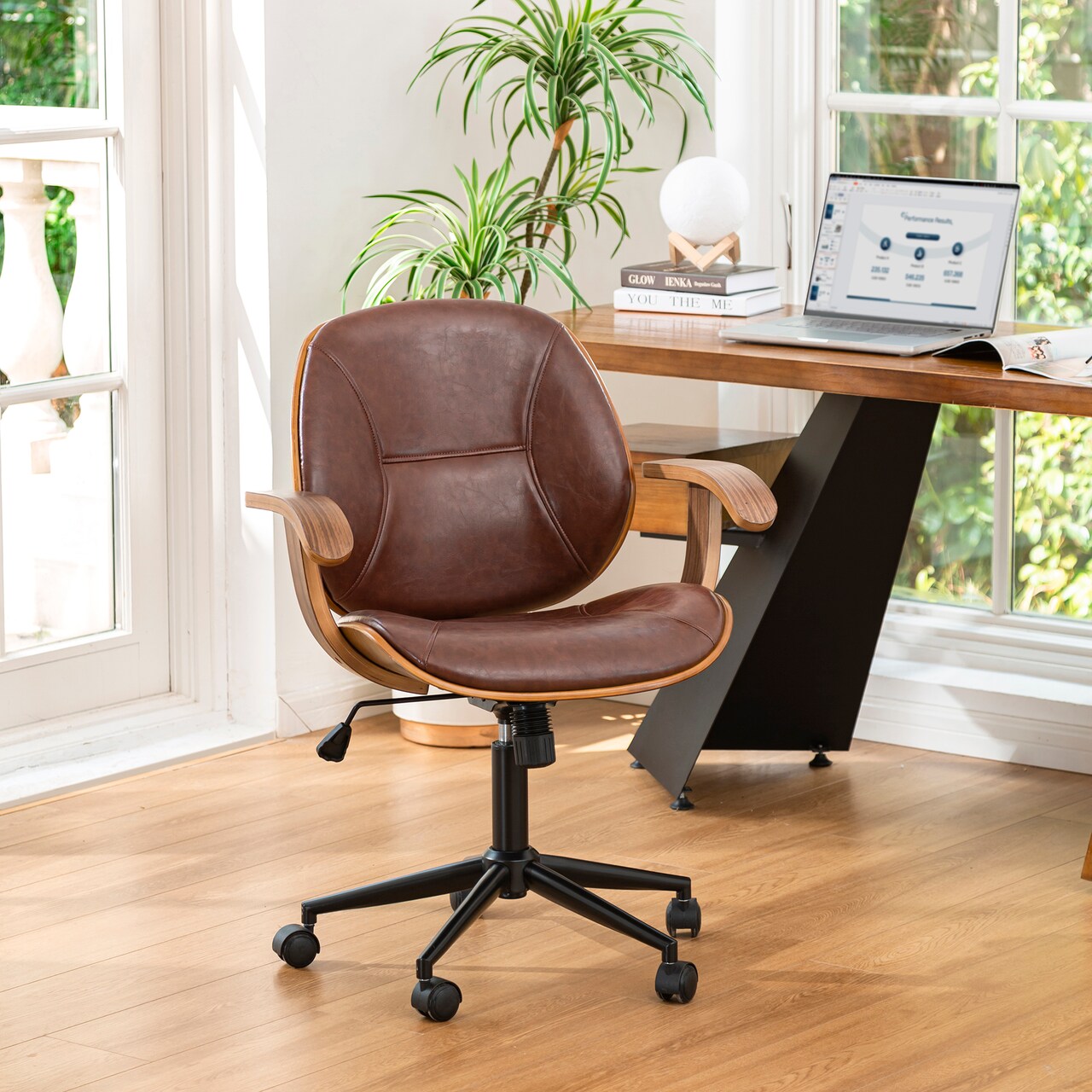 Modern Ergonomic Faux Leather Gaslift Adjustable Swivel Office Task Chair